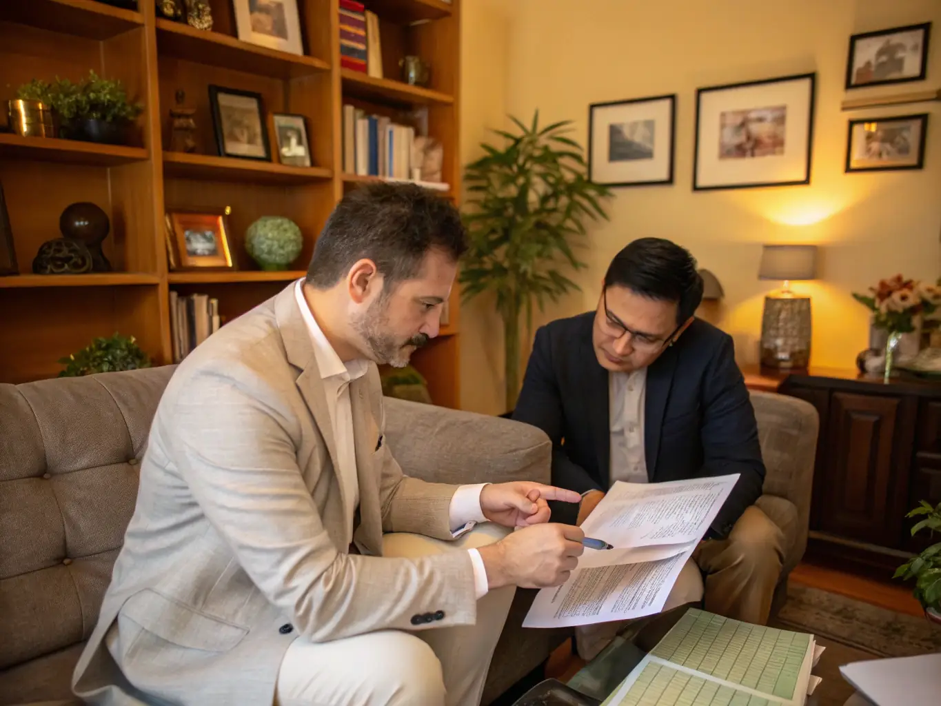 An image depicting a consultant working with a small business owner, reviewing financial documents and discussing strategies for cost reduction and improved profitability.